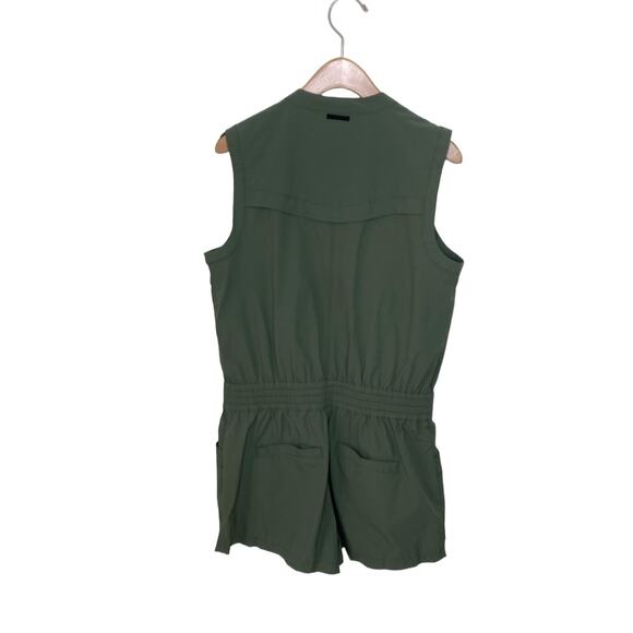 BLANC NOIR Caravan Short Sleeve Button Up Romper Army Green Size Small - Picture 3 of 14
